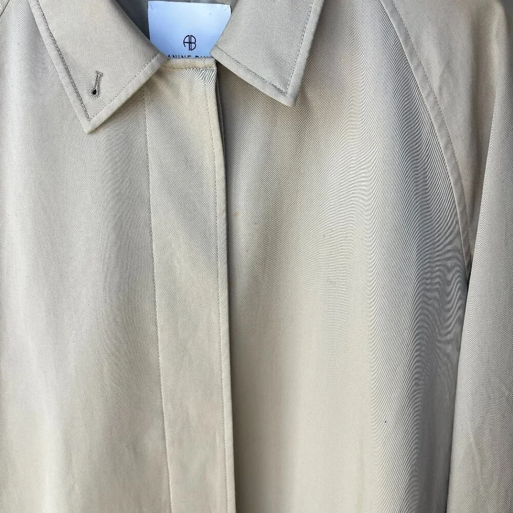 Anine Bing Randy Oversized Trench Coat in Beige Size Medium with Marker Spots - Picture 12 of 16